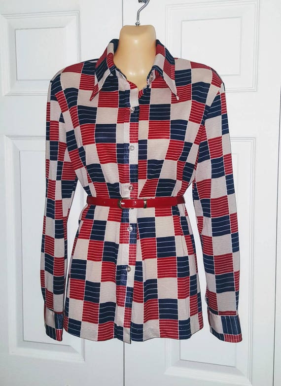 Miss Liberty ... Vintage 70s blouse / button up s… - image 3