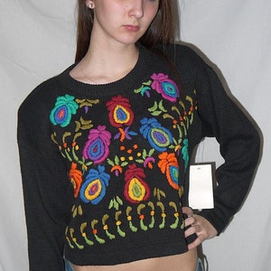 16 candles ... Vintage 80s crop top sweater / 90s cropped boxy / knit pullover midriff / NWT deadstock ... S M / bust 42 image 4