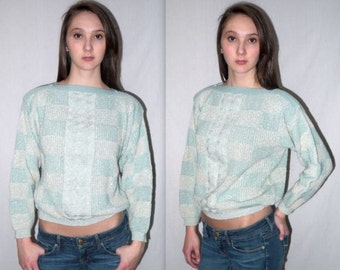 Tusk ... Vintage 70s 80s izod sweater / 1970s 1980s knit pullover / crop cropped / boatneck bateau / prep preppy .. S M