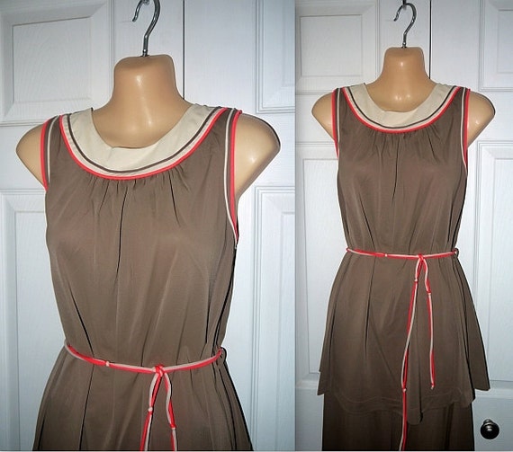 Brown sugar  .. Vintage 60s 70s pajamas / mod bel… - image 3