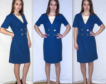 Suzy Q .... vintage 60s mod day dress / 1960s Bobbie Brooks schoolgirl midi / mad men office / nautical scooter vespa ...  S M