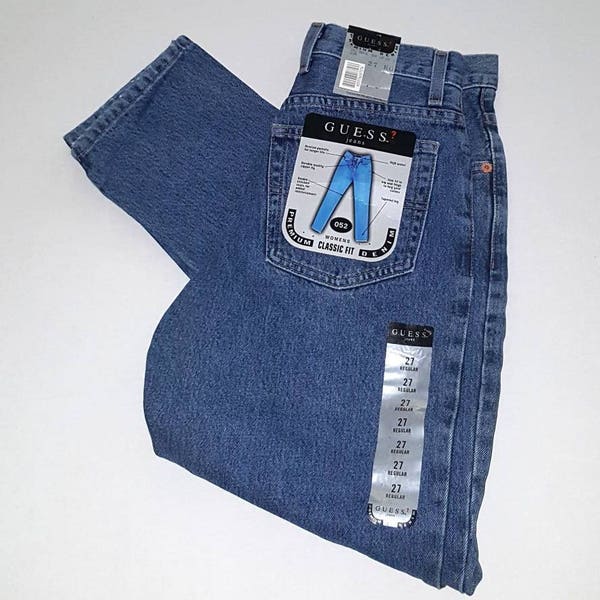 Vision Quest ... vintage 90s Guess jeans / 1990s mom denim / high rise waist waisted / deadstock NOS ..  size 2 3 4 / waist 24 25 26
