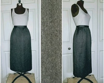 Rockabilly ..... vintage 80s wiggle pencil skirt / 1980s high waist waisted / 50s style flecked / A line back vent ... XS / waist 25