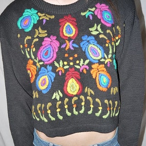 16 candles ... Vintage 80s crop top sweater / 90s cropped boxy / knit pullover midriff / NWT deadstock ... S M / bust 42 image 3