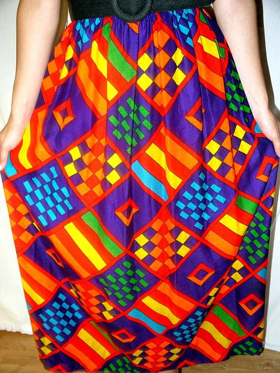 She's a rainbow .. vintage 60s mod maxi dress / 1… - image 2