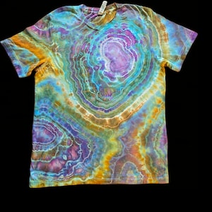 Size L Ice dye tiedye t-shirt, earthy agate geode, handmade tie-dye unisex tee, large men&#39;s and women&#39;s tshirt