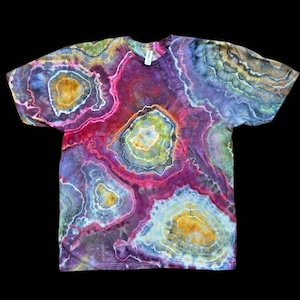 XL paarse geode tie-dye-T-shirt, tie-dye-T-shirt heren en dames