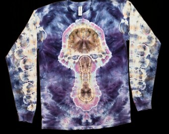 Mushroom tie dye long sleeve T-shirt, 100% cotton, size unisex medium