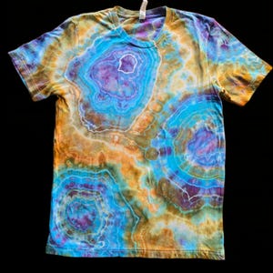 Size M Ice dye tiedye t-shirt, earthy agate geode, handmade tie-dye unisex tee, medium men&#39;s and women&#39;s tshirt
