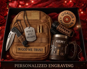 Tactical Gift Set for Men – Personalized Military Backpack, Knife & Mug