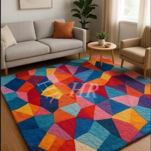 Hand Tufted Wool & Viscose Rug: Modern Living Room Carpet