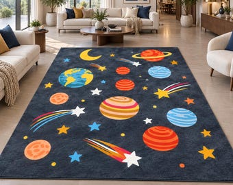 Dywan Celestial Galaxy, nowoczesny wełniany dywan w kosmicznym stylu do salonu, sypialni i artystycznego, współczesnego wystroju domu