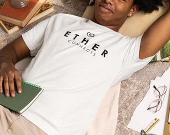 Ether Connect heart logo T-Shirt, Ether Connects, Spiritual Element Shirt, Conscious Minimalist Tee, Sacred Energy T Shirt, Mindful Gift
