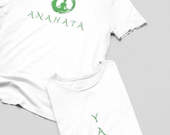 Anahata Heart Chakra Yoga Logo T-Shirt, Minimal Vertical YAM, Chakra Shirt, Heart Chakra Tee, YAM mantra shirt, Two Sided Spiritual tee,