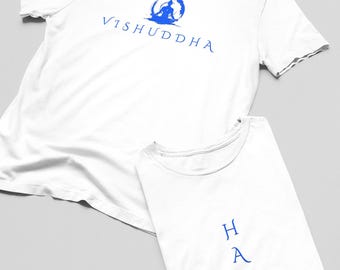 Vishuddha Chakra Tee, Throat Chakra Yoga T-Shirt,HAM Mantra Shirt, Two Sided Spiritual Yoga T Shirt, Meditation Gift, yoga teacher gift