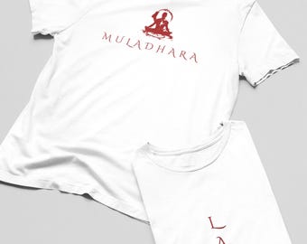 Muladhara Root Chakra Tee, Chakra Shirt, Root Chakra Tee, LAM Mantra Shirt, Two Sided Spiritual Yoga T Shirt, Meditation Gift