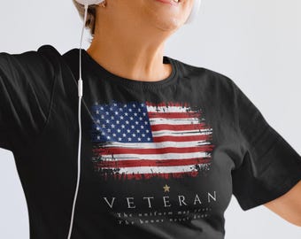 Veteran Shirt | Distressed American Flag Tee | The Uniform May Rest, The Honor Never Does