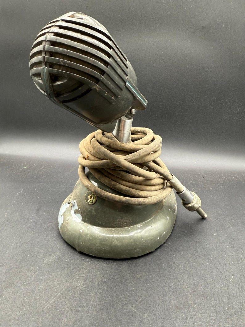 Vintage 1940's Shure Brothers 708SH microphone with S36 model stand image 2