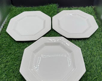 Set of 3 Johnson Brothers Heritage White Octagon 10" Dinner Plates