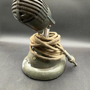 Vintage 1940's Shure Brothers 708SH microphone with S36 model stand image 1