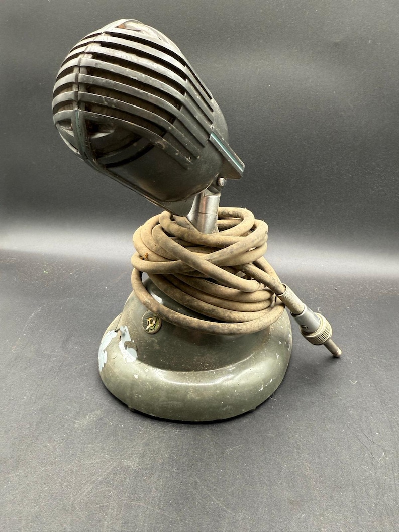 Vintage 1940's Shure Brothers 708SH microphone with S36 model stand image 1