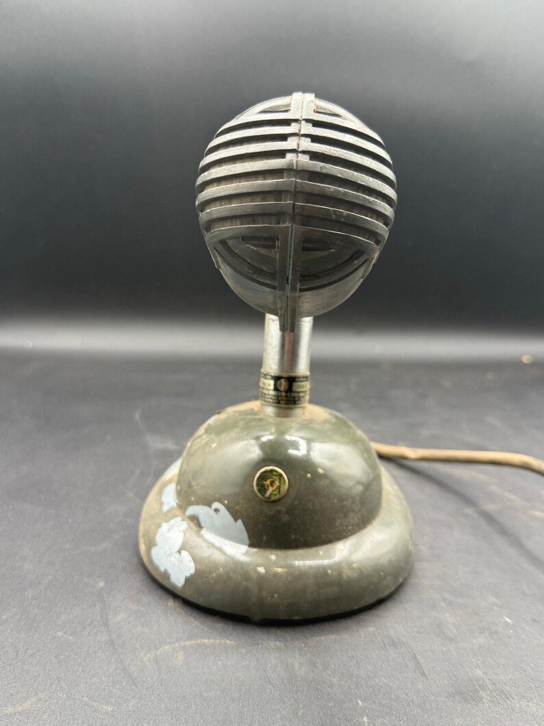Vintage 1940's Shure Brothers 708SH microphone with S36 model stand image 7