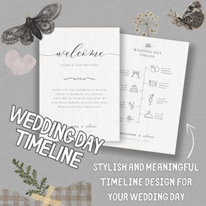 Wedding Timeline Template, Wedding Timeline Card, Wedding Weekend Itinerary, Instant Download, Schedule Of Events
