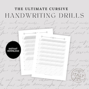 The Ultimate Cursive Drills Worksheets | Cottagecore | Improve Flow, Rhythm & Control |Instant Download | Printable PDF