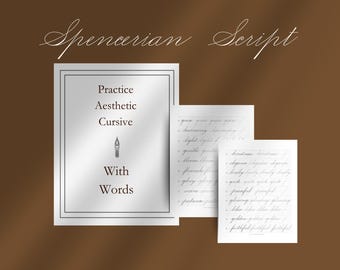 Hojas de práctica de escritura cursiva vintage / 50 palabras / Adolescentes y adultos (PDF imprimible)
