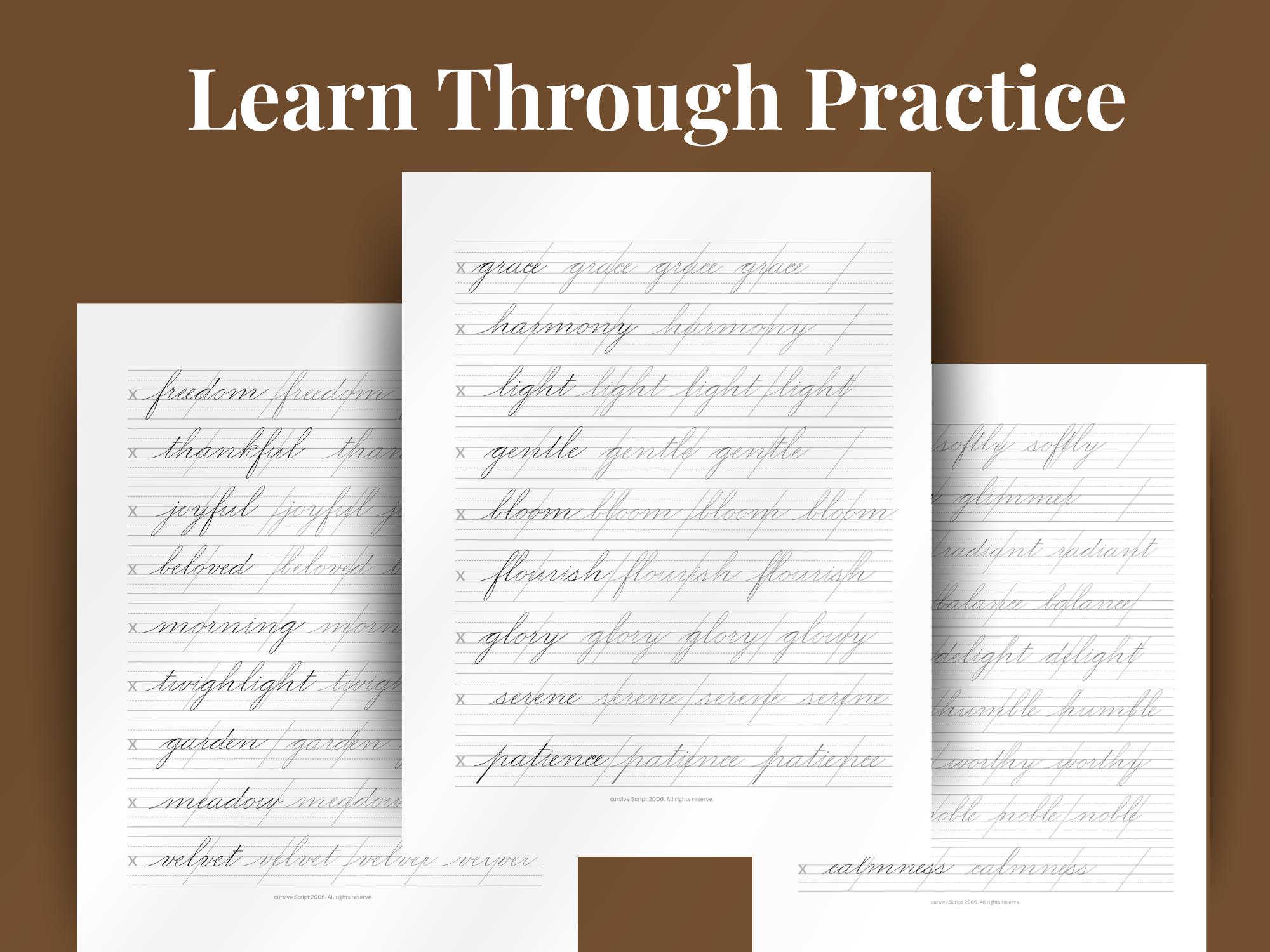 Old Money Beautiful Cursive Handwriting Practice Worksheets for Teens ...