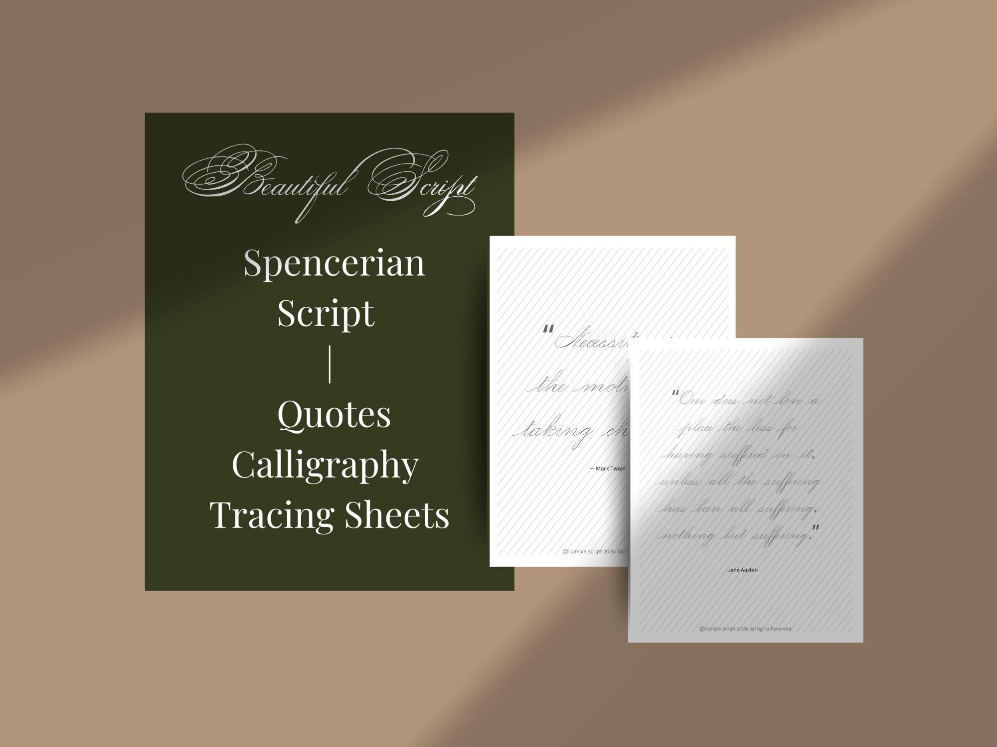 Calm Calligraphy Practice Sheets: Cursive Handwriting, Quotes (PDF ...