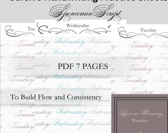 Hojas de práctica de cursiva vintage / Ejercicios de escritura a mano (libro de ejercicios en PDF)