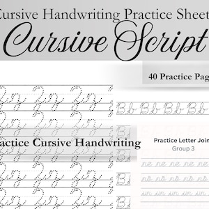 Cursive For Beginners | Printable Practice Sheets| PDF Instant Download