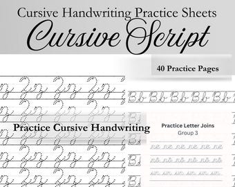 Cuaderno de ejercicios de escritura cursiva ordenada / Hojas de práctica para adultos y adolescentes / Descarga instantánea en PDF