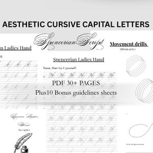 Schreibschrift Kalligraphie Übungsblätter Sofortiger Download PDF Elegante Schreibschrift Spencerian Workbook Druckbare Buchstabenverfolgung für Erwachsene