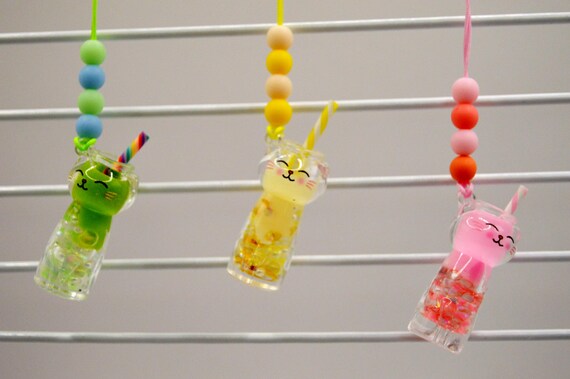 Boba Tea Kitty Phone Charms, Pastel, lightweight, dust plug charm