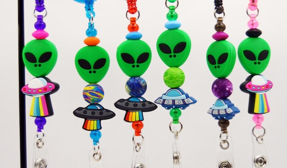 Alien UFO Reel Badges, Space, Colorful, Funny, Soft, Gift, Medical, Nurse, Doctor