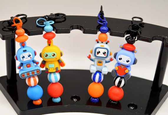 Sweet little Robot Key chains, Lab, Geeky, cute, Kawaii, Fun, Birthday favors, boys or girls