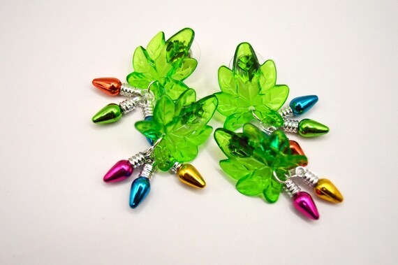 Festive Cannabis Leaf Holiday Earrings