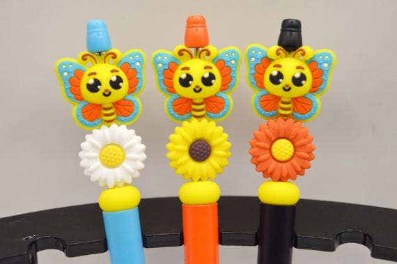 Big Eyes Butterfly Pens with flowers