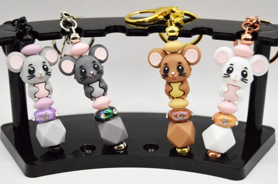 Mouse or Rat Soft Key Chain, Fancy, pretty, cute, Silicone beads, Gift