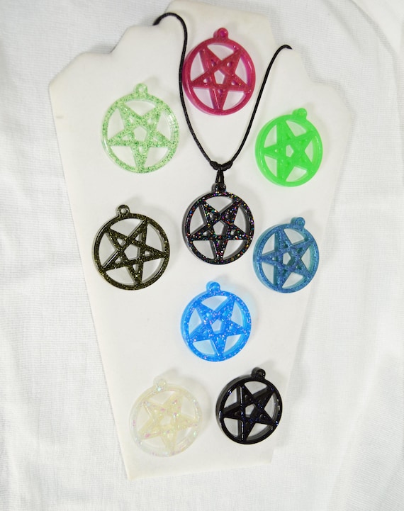 Pentagram Pendant Necklace, Color Choice, Customize, Satin cord