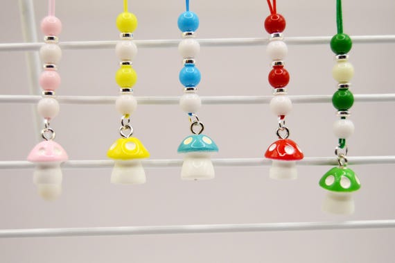 Mushroom Phone Charms, color choice, includes dust plug.