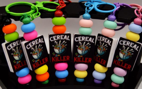 Cereal Killer Key Chains, with fruit loop beads!