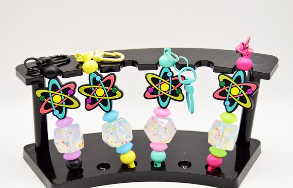 Atomic Symbol Keychain, Science, Bright colors, Soft beads, lab tech, science teacher