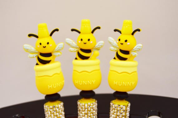 Glam Bee Pen, includes two refills! Yellow, Beekeeper, Honey, Cute, funny, bling