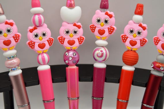 Pink Owl Pens with Hearts