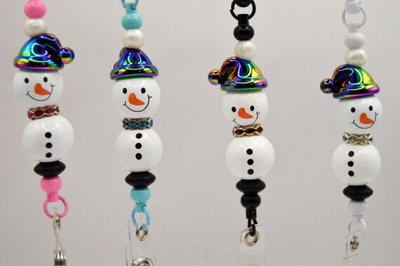Snowman with electroplated beanie, badge holder