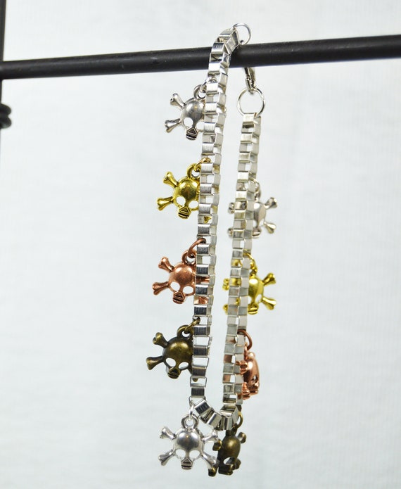 Multicolored metal skulls, Charm bracelet, Metal,  Goth,  Punk, Grunge