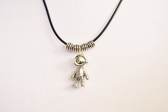 Astronaut necklace, Science, Space, Men, Women, Silver, Black